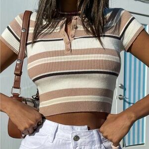 Emma Chamberlain x Princess Polly Orla Short Sleeve Top Multi - Size S/M